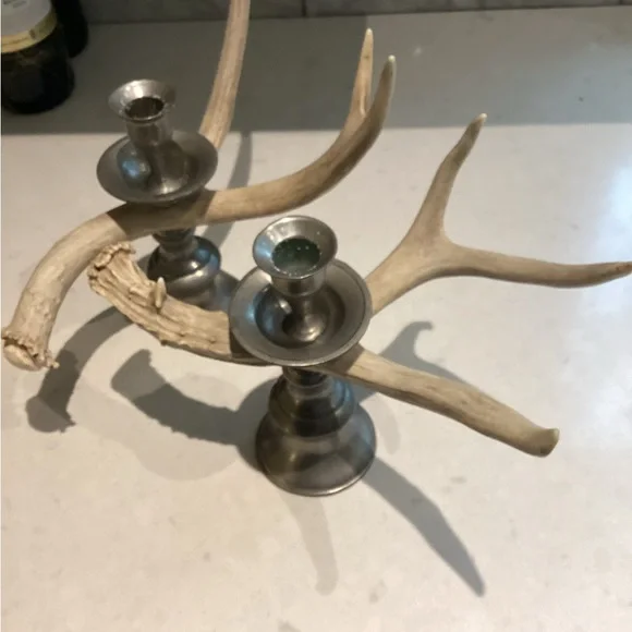 Pewter Antler Candle Holders - Picture 6 of 8